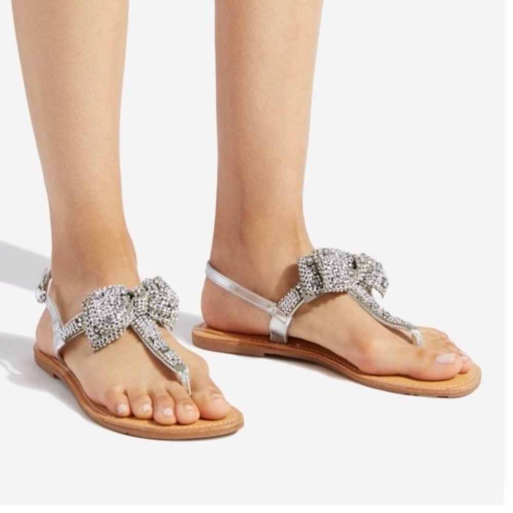 Sz 5.5 Terena Silver Flat Sandals NIB-9511 - Picture 6 of 7
